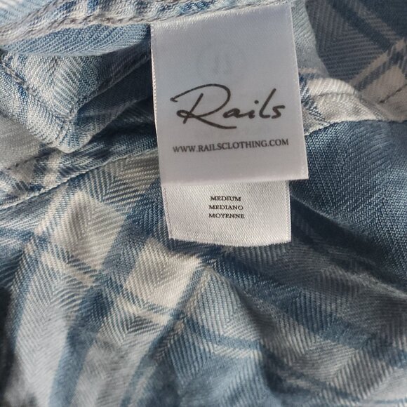 RAILS Hunter Plaid Button Down Flannel Shirt Harbor White Size Medium NWOT - Picture 7 of 9